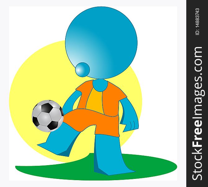 Blueman soccer player cartoon illustration