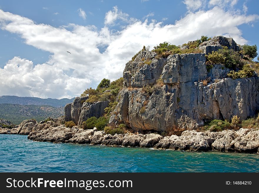 Rocks in the Mediterranean Sea. Turkey