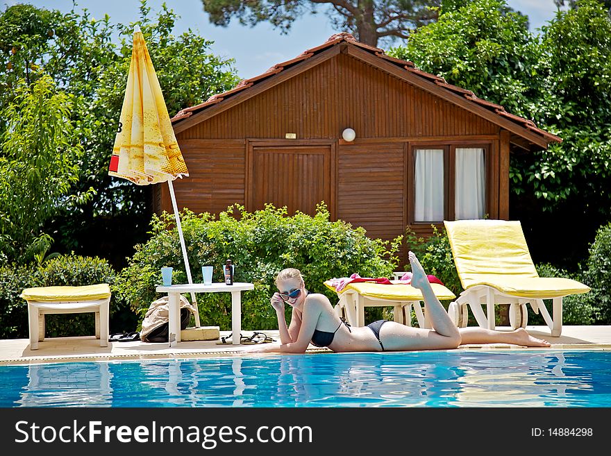 Girl in the swimming pool