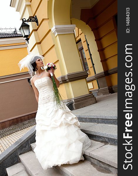 Young beautiful  bride outdoor,wedding. Young beautiful  bride outdoor,wedding