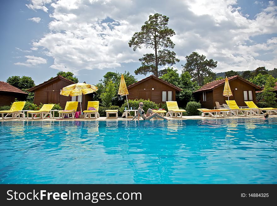 Girl in the swimming pool