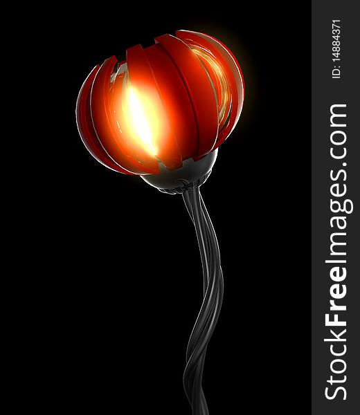 Flower lamp concept on black background. Illustration. Flower lamp concept on black background. Illustration