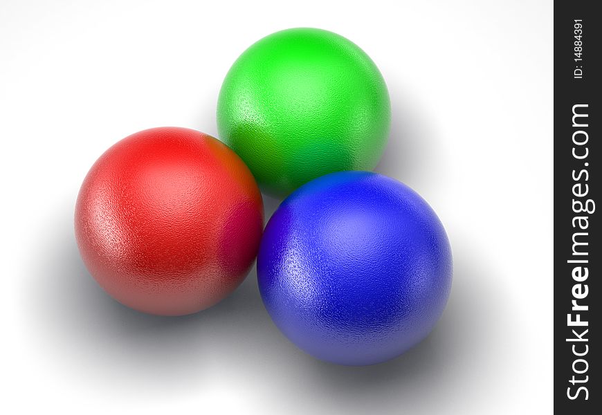 Red, green and blue balls isolated on white. Illustration. Red, green and blue balls isolated on white. Illustration