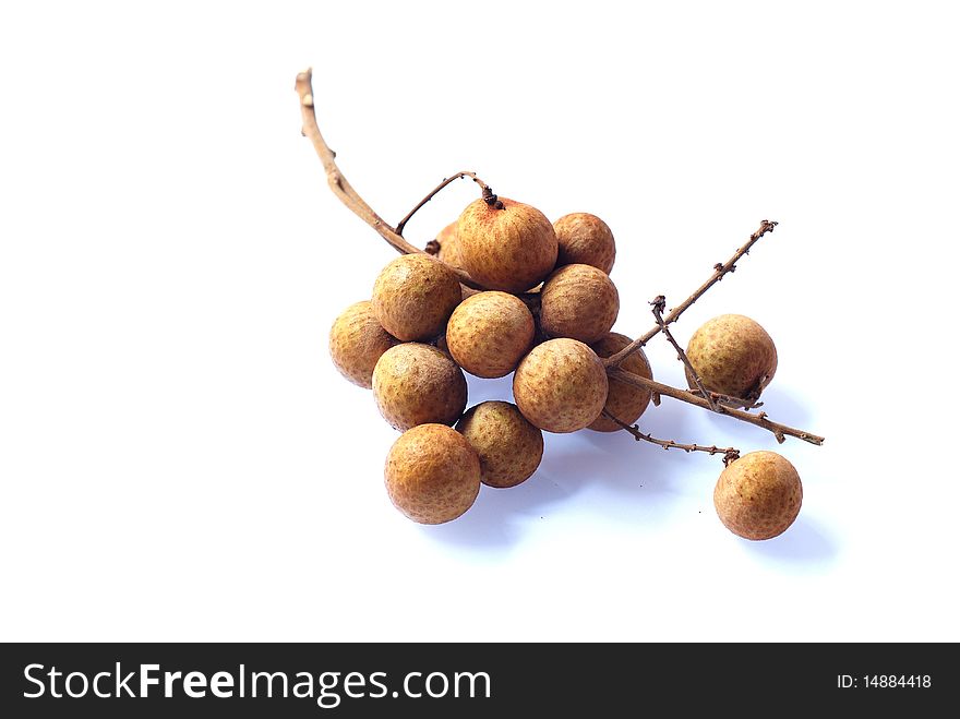 Branch of longan on white background with shadow. Branch of longan on white background with shadow