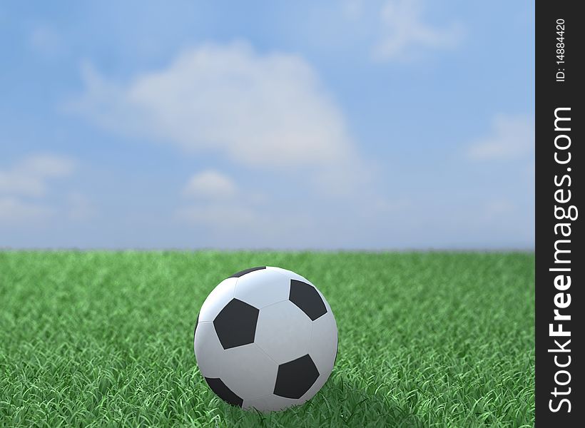 Realstic illustration of soccer ball laying on a green grass field. Realstic illustration of soccer ball laying on a green grass field