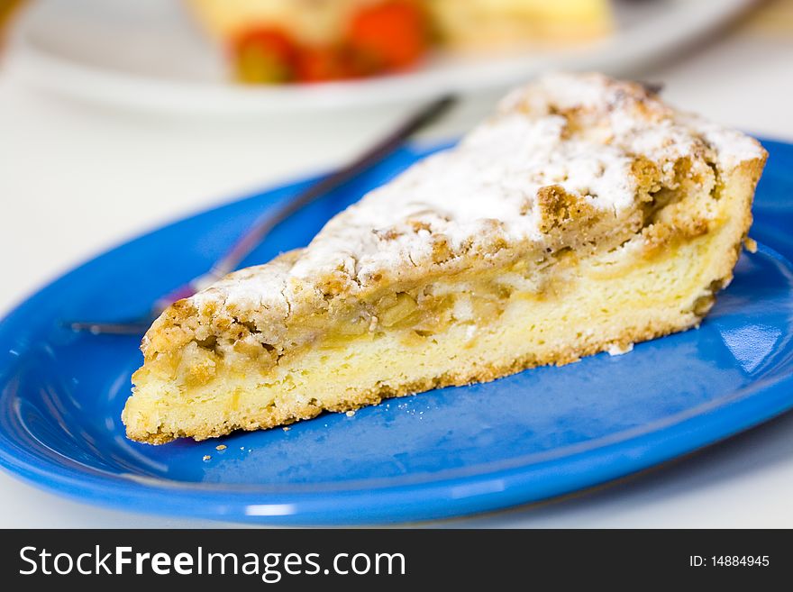 Dessert sweet apple pie,on white background