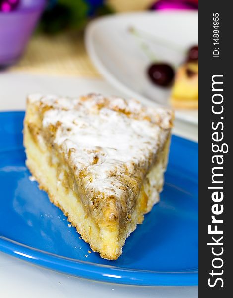 Dessert sweet apple pie,on white background