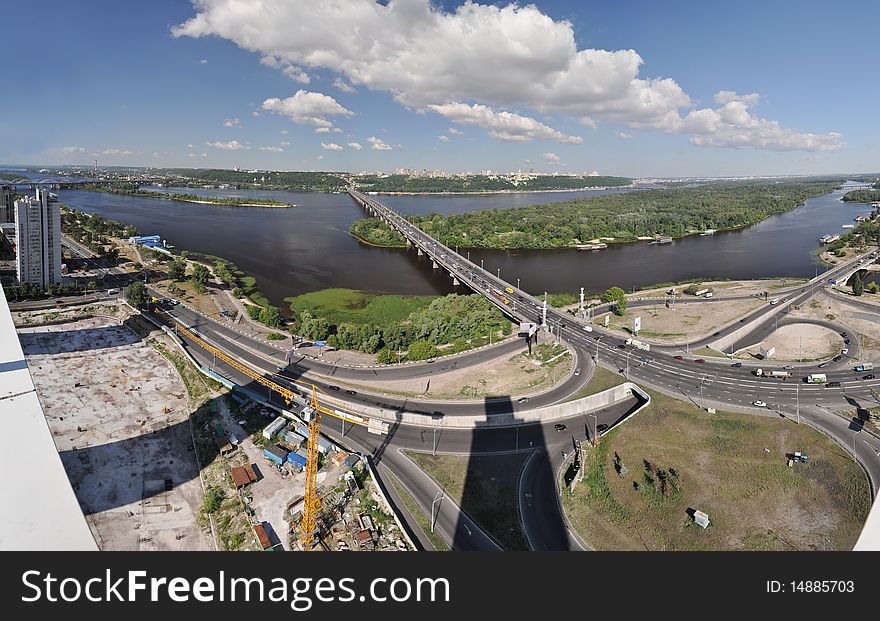 Stitched Panorama of river Dnepr Kiev. Stitched Panorama of river Dnepr Kiev