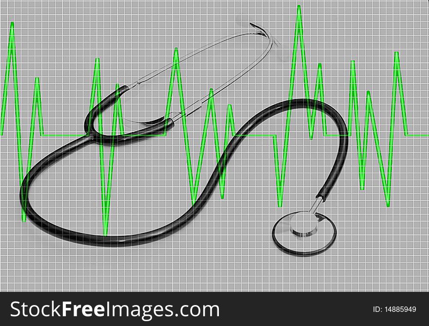 Stethoscope on Heart Monitor Graph