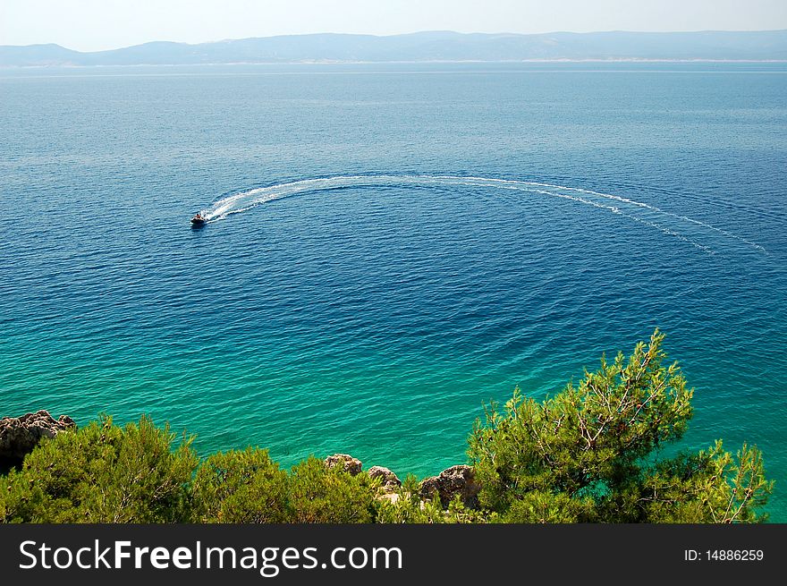 Landscape of Bracki Channel on Adriatic sea, Croatia