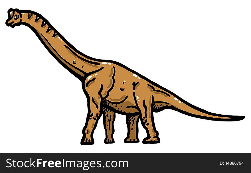 Illustration of Brachiosaurus walking dinosaur