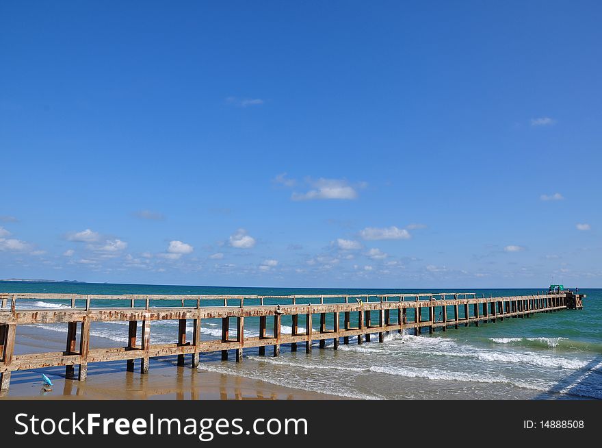 Seascape with bridge in rayong, thailand. Seascape with bridge in rayong, thailand