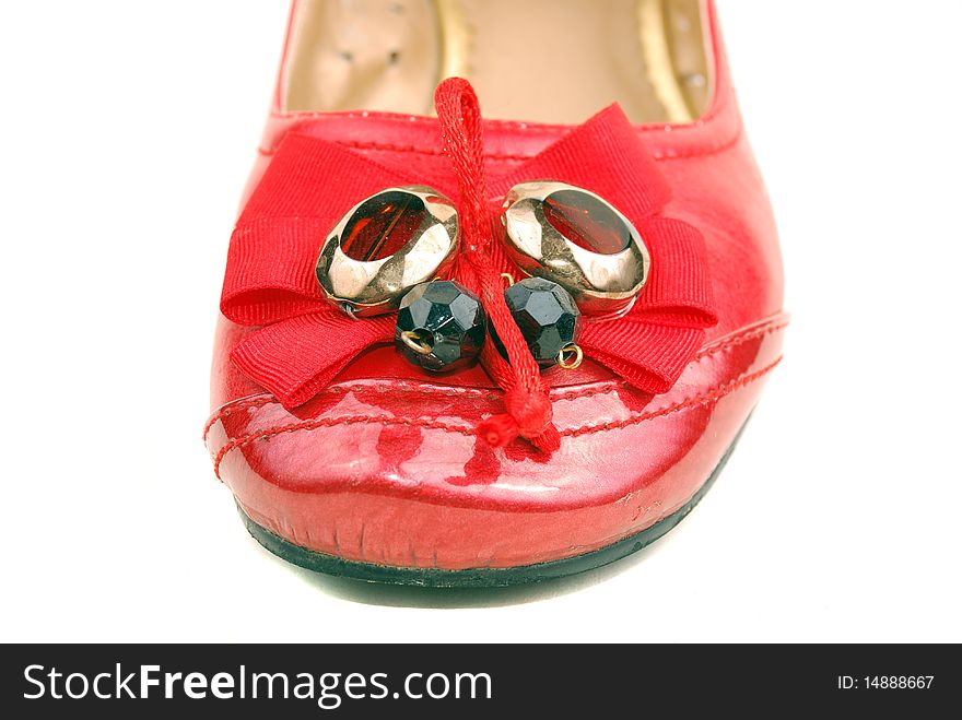 Red shoes for women on a white background