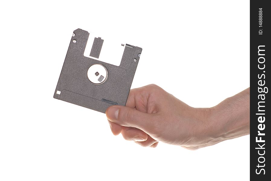 Hand with a floppy disk