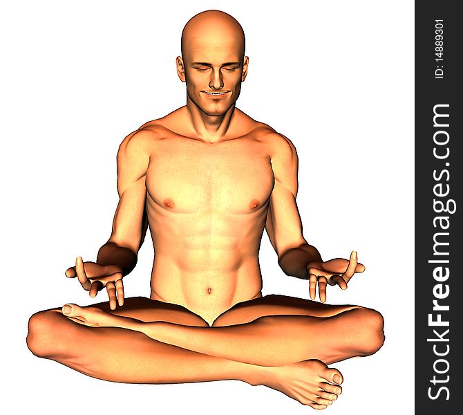 3d render a man in the cutter seat with yoga than illustration