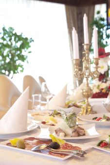 BANQUET TABLE Stock Photo BANQUET TABLE Stock Photo