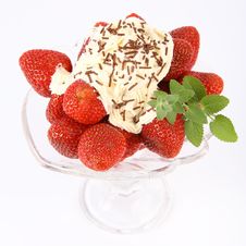 Strawberries With Whipped Cream Stock Image
