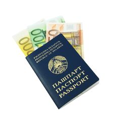 Passport With Euro Banknotes Stock Photos Passport With Euro Banknotes Stock Photos
