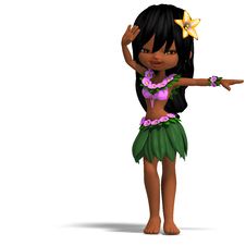 Very Cute Hawaiin Cartoon Girl Is Dancing For You Royalty Free Stock Images Very Cute Hawaiin Cartoon Girl Is Dancing For You Royalty Free Stock Images