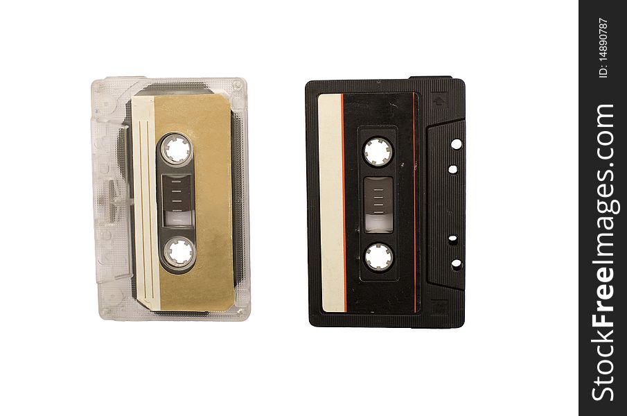 Cassettes on a white background