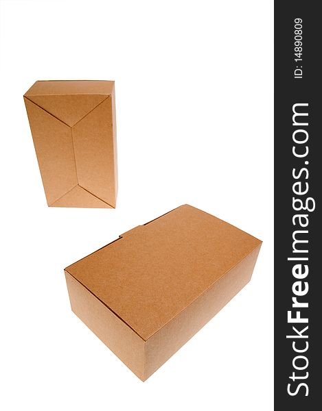 Brown cardboard box, Isolated on white.