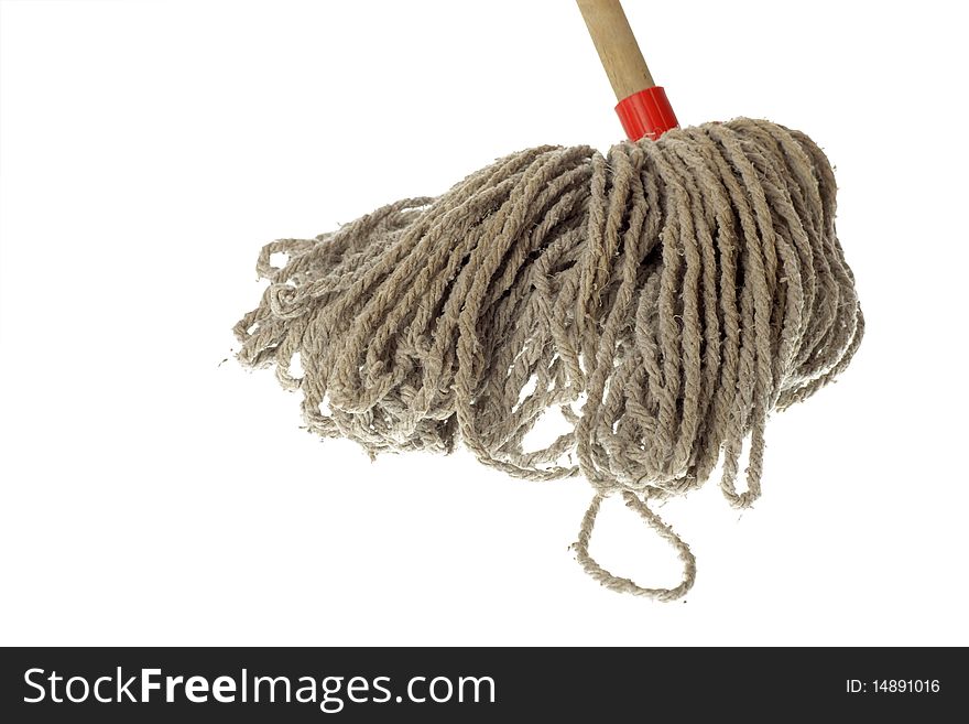 Old Mop Isolated on White Background