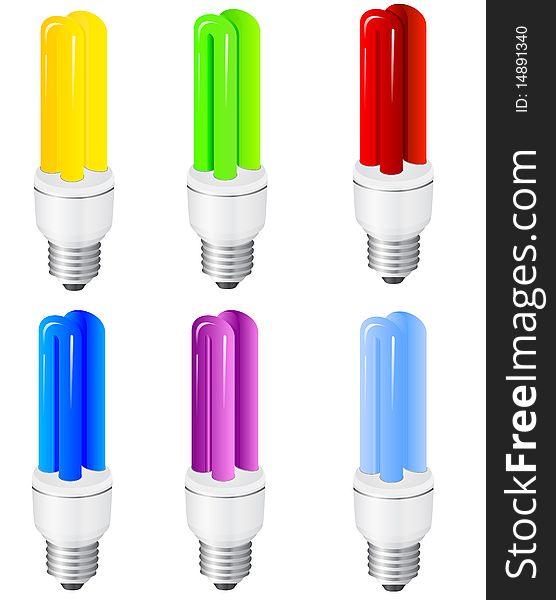 Set of modern power saving light bulbs