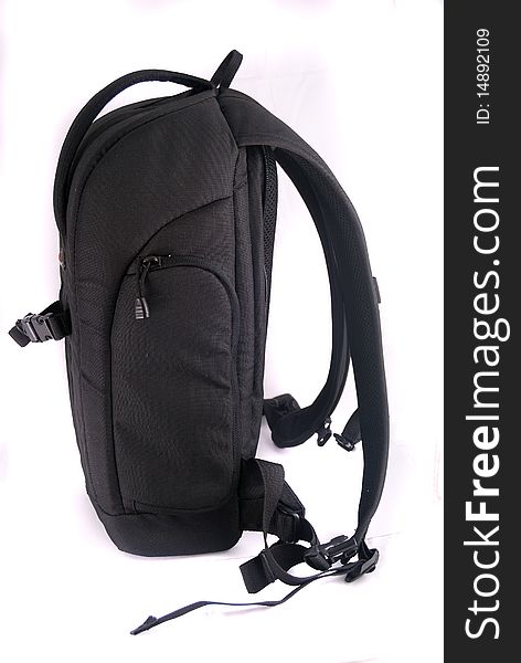 Black Photo backpack on a white background