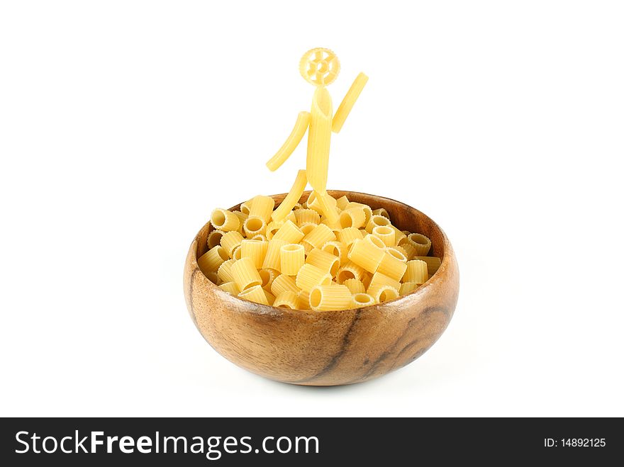Yellow nice macaroni isolated on white background
