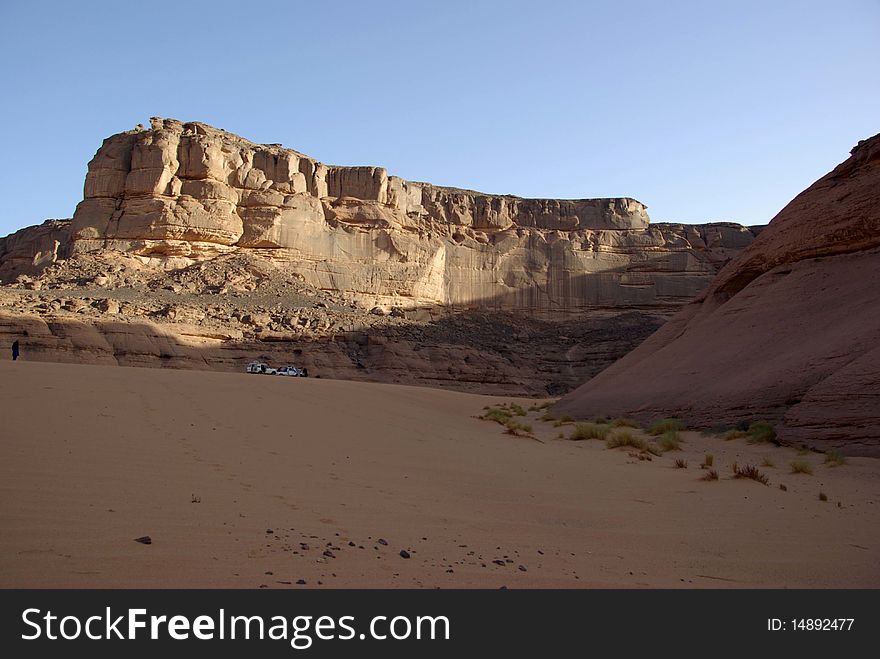 A bivouac in the desert of Libya, in Africa. A bivouac in the desert of Libya, in Africa