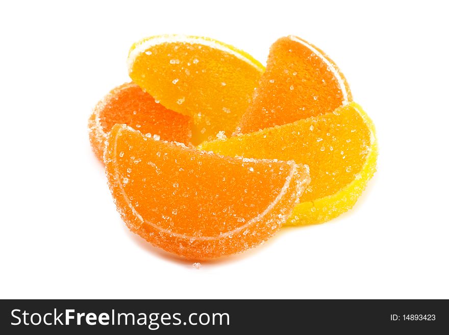 Sweet fruit candy on a white background