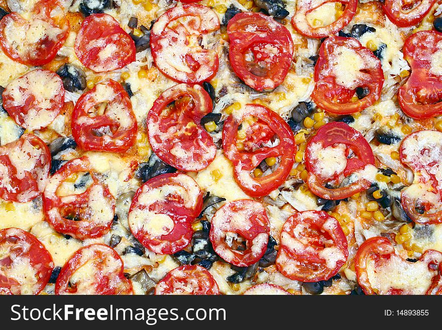 Large fresh delicious pizza background