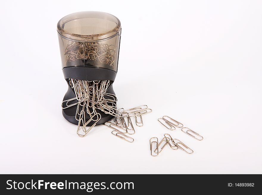Paper clip for the white isolated background