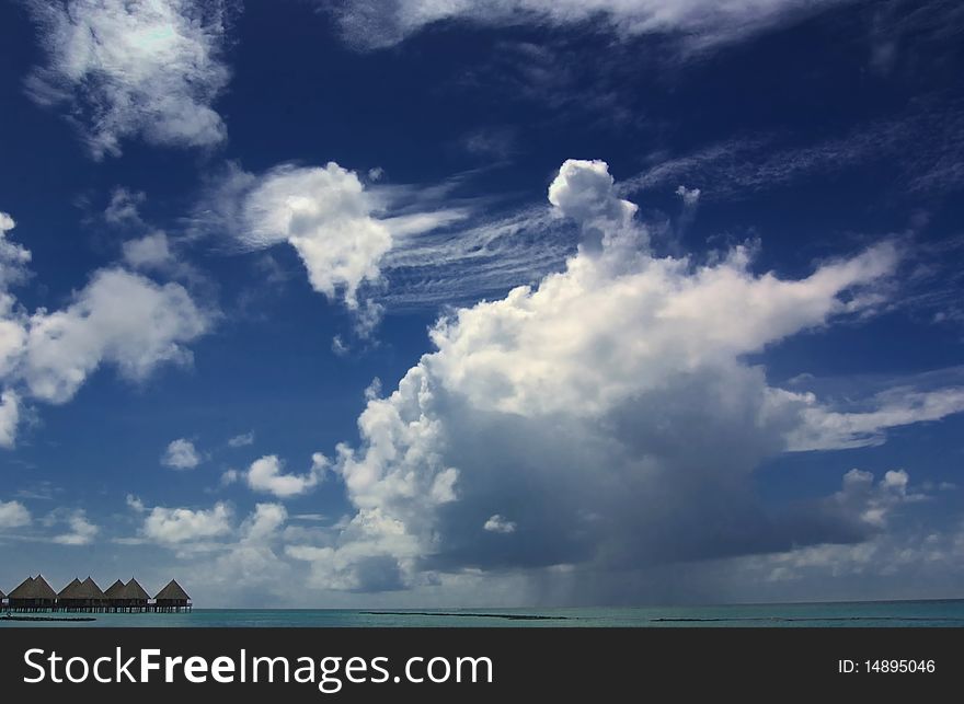 Blue sky in the Maldives in indian ocean