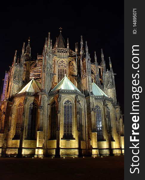 View of the Cathedral St.Vitus in old town in Prague. Czech republic.