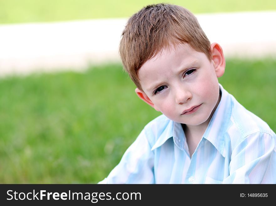 Closeup portrait of beautiful little boy