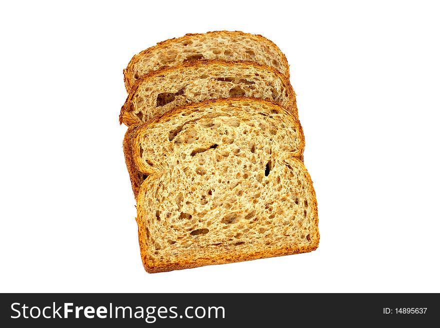 Sliced wholewheat bread isolated on white background. Sliced wholewheat bread isolated on white background