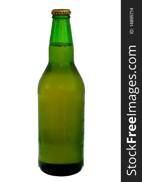 Green Bottle of Beer Isolated