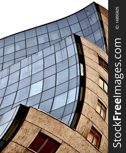A modern style building reflection. A modern style building reflection