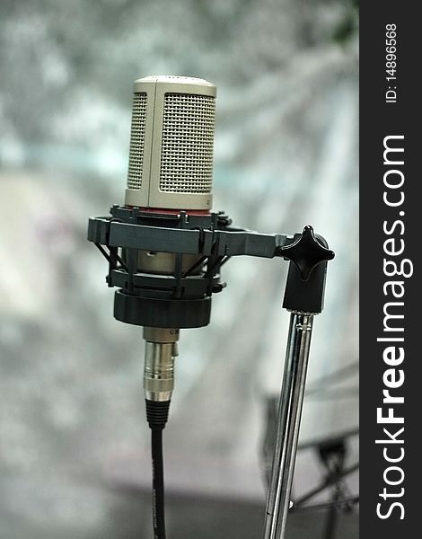 Silver microphone on the stand