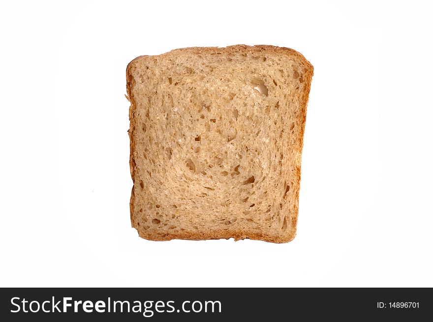 Slice of white bread on a white background