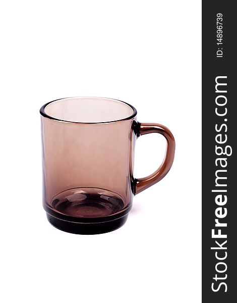 Brown transparent cup isolated on a white background