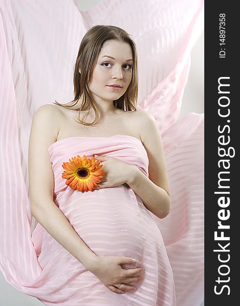 Young Pregnant Woman In Pink