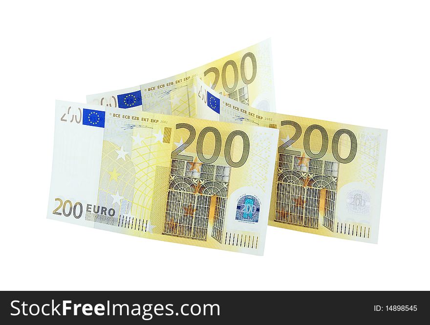 Three 200 euro banknotes