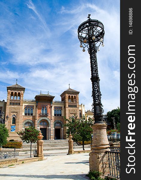 Nice view of the old city with a street lamp. Sevilla. Nice view of the old city with a street lamp. Sevilla.