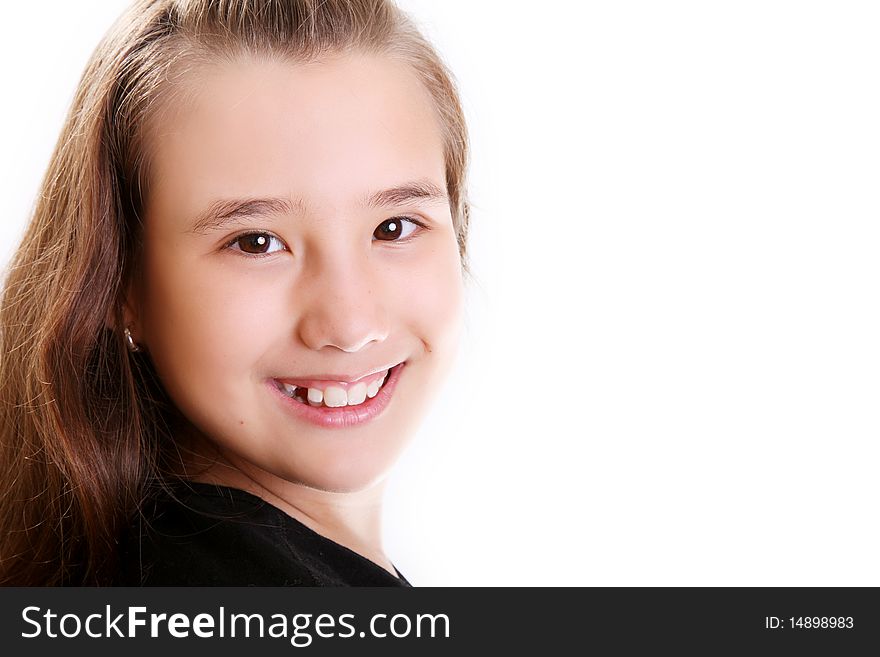 Beauty and young girl smiling and looking at the camera