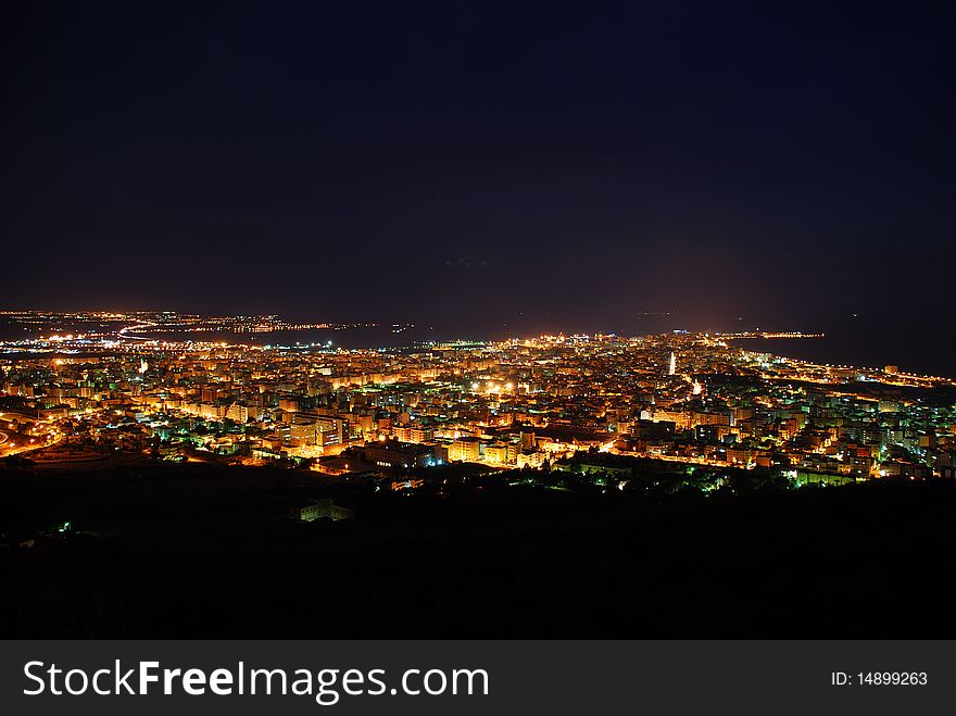 Night view of Trapani, beautiful city in the middle of the Mediterranean