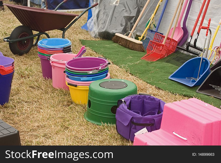 An image of gardening and household items items on display and for sale. An image of gardening and household items items on display and for sale.