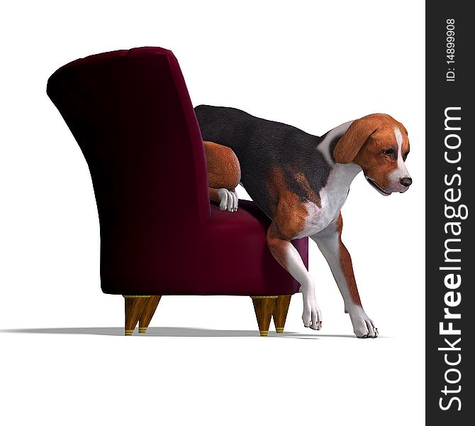 Austrian Black Dog. 3D rendering with clipping path and shadow over white