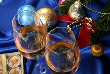Glass Of White Wine On A Beautiful Christmas Background Stock Photography Glass Of White Wine On A Beautiful Christmas Background Stock Photography
